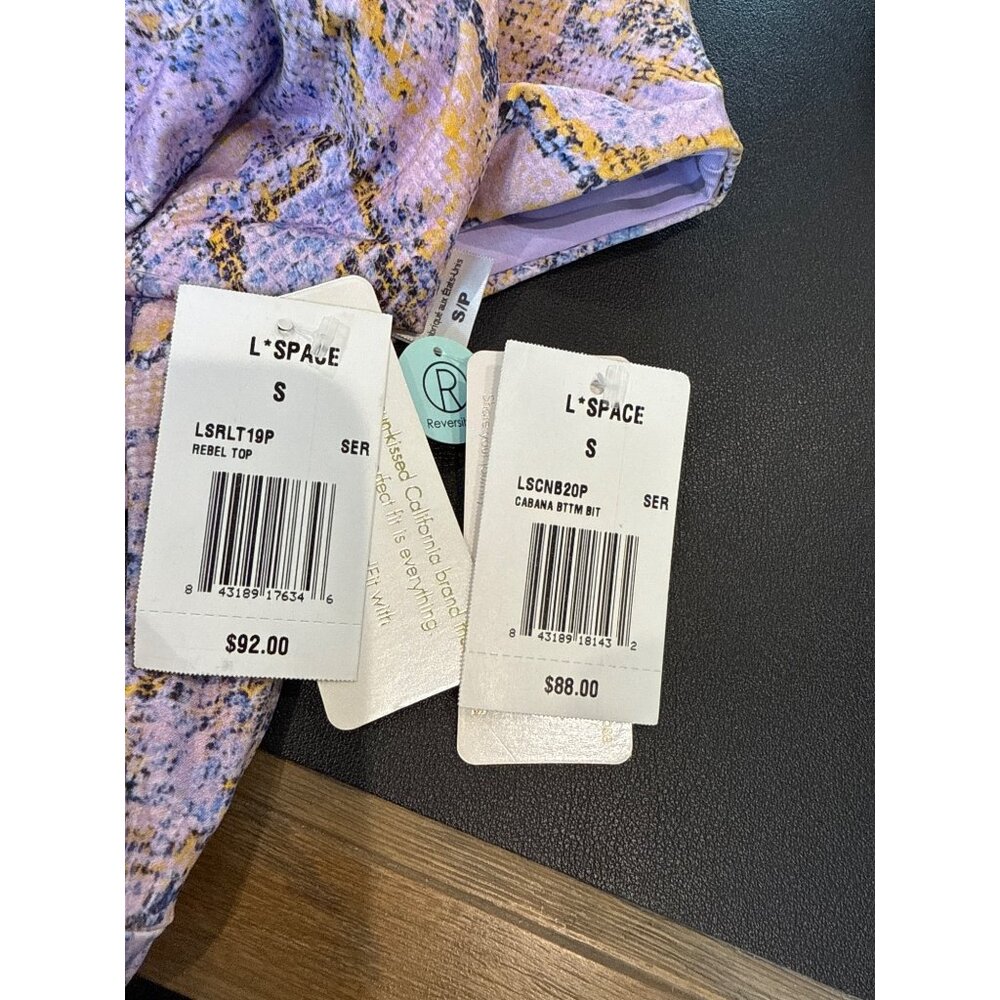 L SPACE By MONICA WISE Women's Purple Reversible Cabana/Rebel size SMALL NEW - Picture 6 of 7